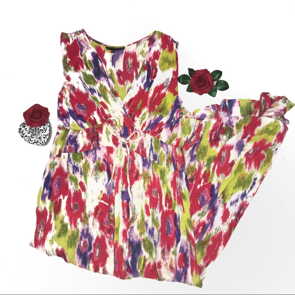 Mlle Gabrielle Watercolor Sleeveless Maxi Dress